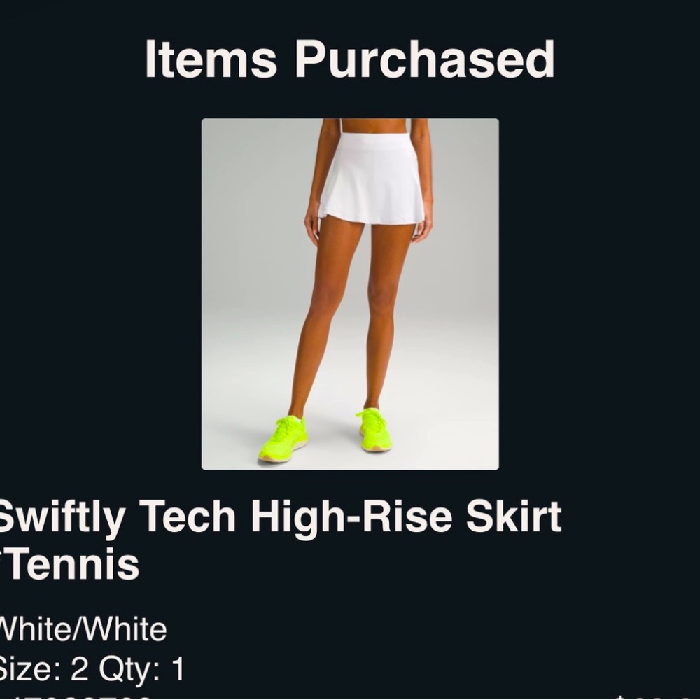 LULU 🍋white Swiftly Tech Skirt. Never worn tag still on !! size 2 🎾